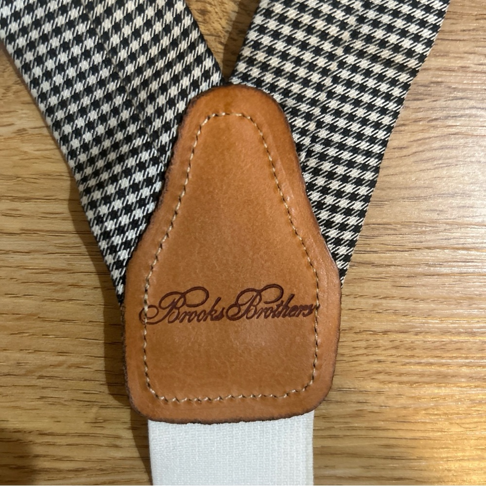 SOLD Brooks Brothers Black and White Houndstooth Suspenders - Adjustable